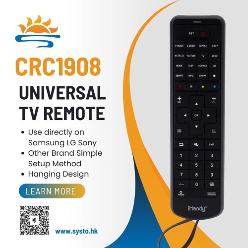 SYSTO丨CRC1908 Waterproof Universal Replacement Remote Control for 3 Brand SAMSUNG LG SONY LED LCD TV