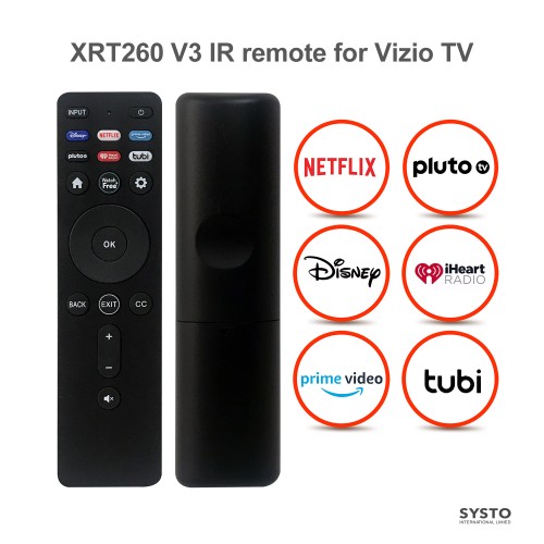 SYSTO丨XRT260 Infrared Replacement VIZIO Smart TV Remote Control (Netflix Pluto Disney iHeart PrimeVideo Tubi)